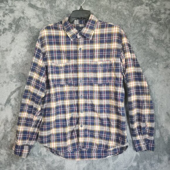 J. Crew Other - J.Crew Men's 100% Cotton Flannel Plaid  Button Up Shirt men’s Large Blue EUC